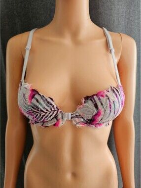 Victoria Secret PINK Lace and Floral Print Front Closure Bra